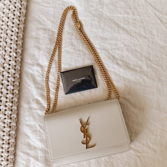 Cream YSL Bag: kate small in grain de poudre embossed leather - Picture 2 of 8